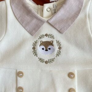 Adorable Cream Fox Embroidered Kids Accessory